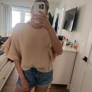Zara Nude Bell Sleeve Blouse